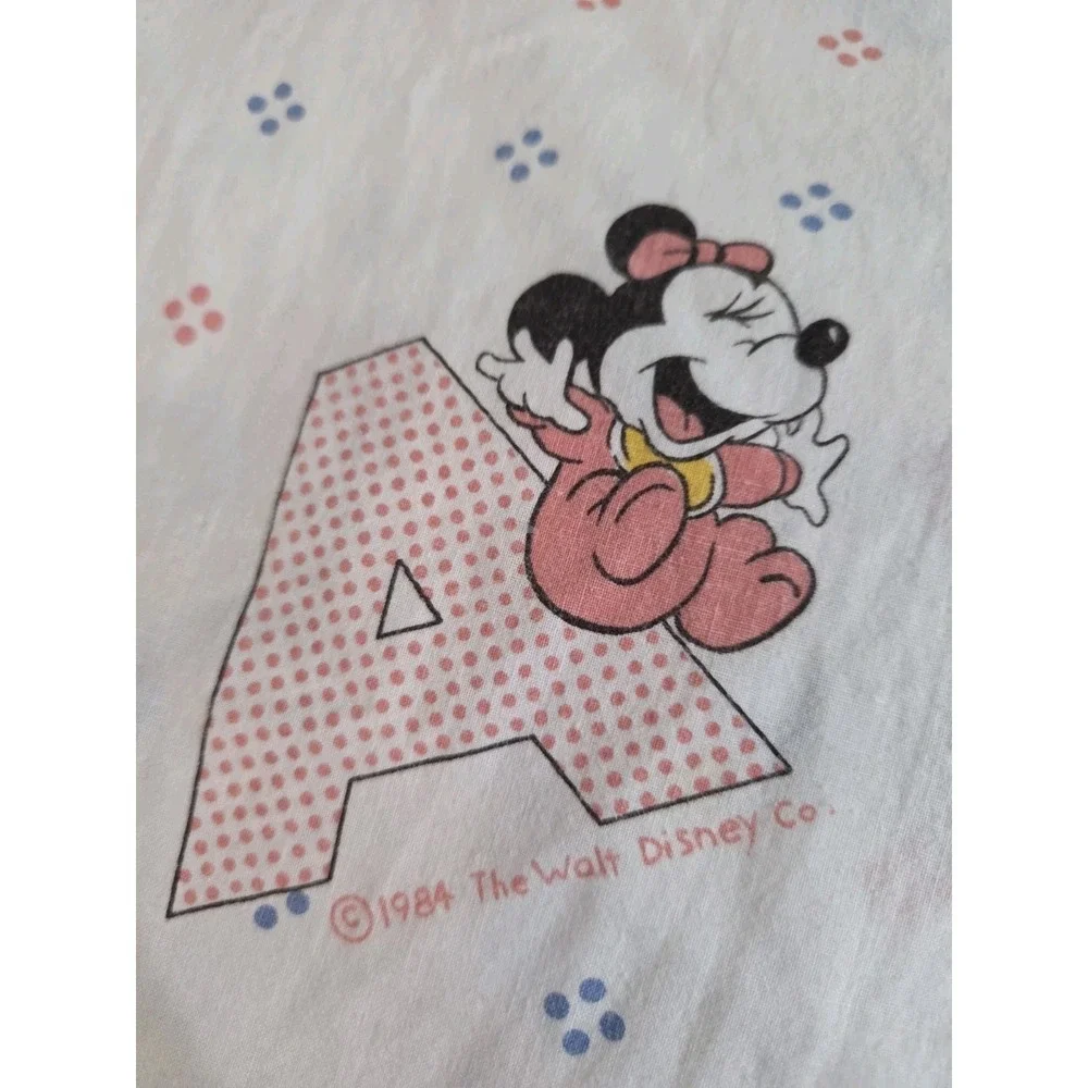 Vintage Dundee Mickey Mouse ABC Fitted Crib Sheet, 1984 Walt Disney Co